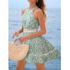 CUPSHE Women’s Summer Dresses Ditsy Floral Halter Cutout Beach Vacation Mini Dress(Green)