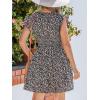 CUPSHE Women’s Summer Dresses Ditsy Floral Plunging V Neck Ruffle Sleeve Elastic Waist Mini Dress(Black)