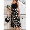 CUPSHE Women’s Summer Dresses Floral Tie Back Backless Square Neck Elastic Waist Midi Dress(Black Floral)