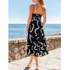 CUPSHE Women’s Summer Midi Dresses V Neck Sleeveless Abstract Spaghetti Strap A Line Sundress Beach Vacation Casual Dress(Black Abstract)