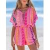 CUPSHE Women’s Summer Romper V Neck Short Sleeve Tie Front Jumpsuits Wide Leg Elastic Waist Hobo Overalls Beach Outfits(Pink)