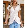 CUPSHE Womens Summer Short Sleeve Batwing Sleeve Back Tie Twisted Tops Blouse Shirt(White)