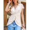 CUPSHE Womens Summer Short Sleeve Batwing Sleeve Back Tie Twisted Tops Blouse Shirt(White)