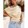 CUPSHE Womens Summer Sweater Cap Sleeve Knit Sweater Cute Beach Vacation Clothes(Beige)