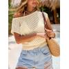 CUPSHE Womens Summer Sweater Cap Sleeve Knit Sweater Cute Beach Vacation Clothes(Beige)