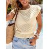 CUPSHE Womens Summer Sweater Cap Sleeve Knit Sweater Cute Beach Vacation Clothes(Beige)