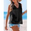 CUPSHE Women’s Summer Tank Top Lace V Neck Sleeveless Back Open T Shirts Loose Fit Flowy Blouses Trendy Vacation Outfits(Black)