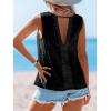 CUPSHE Women’s Summer Tank Top Lace V Neck Sleeveless Back Open T Shirts Loose Fit Flowy Blouses Trendy Vacation Outfits(Black)