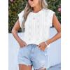 CUPSHE Womens Summer Tops Elegant Basic T-Shirt Cap Sleeve Sheer Lace Eyelet Embroidered Work Blouse Shirt(White)
