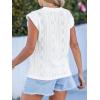 CUPSHE Womens Summer Tops Elegant Basic T-Shirt Cap Sleeve Sheer Lace Eyelet Embroidered Work Blouse Shirt(White)