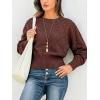 CUPSHE Womens Sweater Long Sleeve Crewneck 2025 Lightweight Trendy Crochet Sweaters Top(Cocoa Brown)