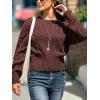 CUPSHE Womens Sweater Long Sleeve Crewneck 2025 Lightweight Trendy Crochet Sweaters Top(Cocoa Brown)