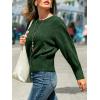 CUPSHE Womens Sweater Long Sleeve Crewneck 2025 Lightweight Trendy Crochet Sweaters Top(Dark Green)