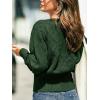 CUPSHE Womens Sweater Long Sleeve Crewneck 2025 Lightweight Trendy Crochet Sweaters Top(Dark Green)