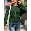 CUPSHE Womens Sweater Long Sleeve Crewneck 2025 Lightweight Trendy Crochet Sweaters Top(Dark Green)