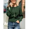 CUPSHE Womens Sweater Long Sleeve Crewneck 2025 Lightweight Trendy Crochet Sweaters Top(Dark Green)