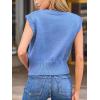 CUPSHE Women’s Sweater Vest Casual V Neck Sleeveless Cable Knitted Pullover Crop Tops(Blue)