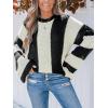 CUPSHE Womens Sweaters Casual Long Sleeve Chunky Knit Pullover Sweater Tops(Beige Black)