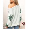 CUPSHE Womens Sweaters Christmas Off Shoulder Long Sleeve Sweater Casual Lightweight Xmas Pullover Sweater Tops(Green)
