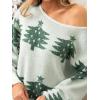 CUPSHE Womens Sweaters Christmas Off Shoulder Long Sleeve Sweater Casual Lightweight Xmas Pullover Sweater Tops(Green)