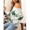 CUPSHE Womens Sweaters Christmas Off Shoulder Long Sleeve Sweater Casual Lightweight Xmas Pullover Sweater Tops(Green)