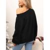 CUPSHE Womens Sweaters Christmas Off Shoulder Long Sleeve Sweater Casual Lightweight Xmas Pullover Sweater Tops(Solid Black)