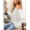 CUPSHE Womens Sweaters Christmas Off Shoulder Long Sleeve Sweater Casual Lightweight Xmas Pullover Sweater Tops(Solid White)