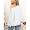 CUPSHE Womens Sweaters Christmas Off Shoulder Long Sleeve Sweater Casual Lightweight Xmas Pullover Sweater Tops(Solid White)