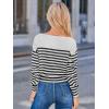 CUPSHE Womens Sweaters Long Sleeve Lightweight Sweaters Trendy Boat Neck Striped Sweater Tops(Black Striped)