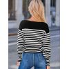CUPSHE Womens Sweaters Long Sleeve Lightweight Sweaters Trendy Boat Neck Striped Sweater Tops(White Striped)