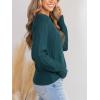 CUPSHE Womens Sweaters Long Sleeve Scalloped V Neck Casual Sweater Trendy Hollow Out Sweater Tops(Peacork Green)