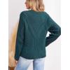 CUPSHE Womens Sweaters Long Sleeve Scalloped V Neck Casual Sweater Trendy Hollow Out Sweater Tops(Peacork Green)