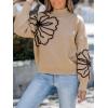 CUPSHE Womens Sweaters Mock Neck Long Sleeve Sweater Floral Lightweight Knit Pullover Sweater Tops Tops(Khaki)