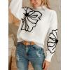 CUPSHE Womens Sweaters Mock Neck Long Sleeve Sweater Floral Lightweight Knit Pullover Sweater Tops Tops(White)