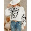 CUPSHE Womens Sweaters Mock Neck Long Sleeve Sweater Floral Lightweight Knit Pullover Sweater Tops Tops(White)