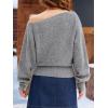 CUPSHE Womens Sweaters Off Shoulder Long Sleeve Boat Neck Trendy Sweater Top for 2025(Grey)