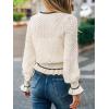 CUPSHE Womens Sweaters Ruffle Long Sleeve Crewneck 2025 Trendy Lightweight Sweaters Top(Beige)