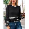 CUPSHE Womens Sweaters Ruffle Long Sleeve Crewneck 2025 Trendy Lightweight Sweaters Top(Black)