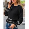 CUPSHE Womens Sweaters Ruffle Long Sleeve Crewneck 2025 Trendy Lightweight Sweaters Top(Black)
