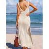 CUPSHE Women’s Swimsuit Cover Up Sleeveless Crochet Bathing Suit Coverup Split Maxi Summer Beach Dress for Swimwear(Beige)