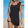 CUPSHE Women’s Swimsuit Cover Up Tank Sleeveless Summer Mini Dresses Beach Basic(Basic Black)
