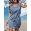 CUPSHE Women’s Swimsuit Cover Up Tank Sleeveless Summer Mini Dresses Beach Basic(Blue)