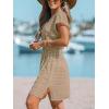 CUPSHE Womens Swimsuit Coverup Sheer Cutout V Neck Beach Dress Short Sleeve Elastic Waist 2025 Summer Outfits(Khaki)
