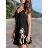 CUPSHE Women’s Swimsuit Coverup Spaghetti Strap Beach Cover Ups Casual V Neck Mini Dress(Black)