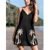 CUPSHE Women’s Swimsuit Coverup Spaghetti Strap Beach Cover Ups Casual V Neck Mini Dress(Black)