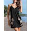 CUPSHE Women’s Swimsuit Coverup Spaghetti Strap Beach Cover Ups Casual V Neck Mini Dress(Black)