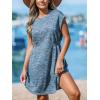 CUPSHE Women’s Swimsuit Coverup Swim Beach Cover Ups Short Sleeve Smocked Waist Summer Mini Dress(Blue)