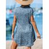 CUPSHE Women’s Swimsuit Coverup Swim Beach Cover Ups Short Sleeve Smocked Waist Summer Mini Dress(Blue)