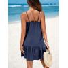 CUPSHE Women’s Swimsuit Coverup Swimwear Beach Dress Spaghetti Strap Ruffle Bikini Cover Ups Dresses(Blue)