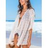 CUPSHE Women’s Swiss Dot Open Front Kimono Cardigan Casual Loose Beach Cover Ups Sheer Blouse Top(White)